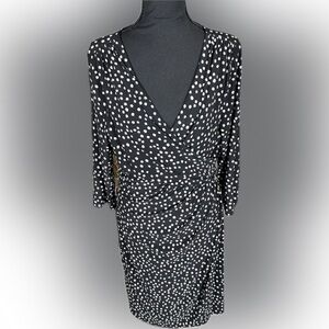 Lauren Ralph Lauren Dress wmns Size 14 Polka Dot 3/4 Sleeve Black. PreLoved